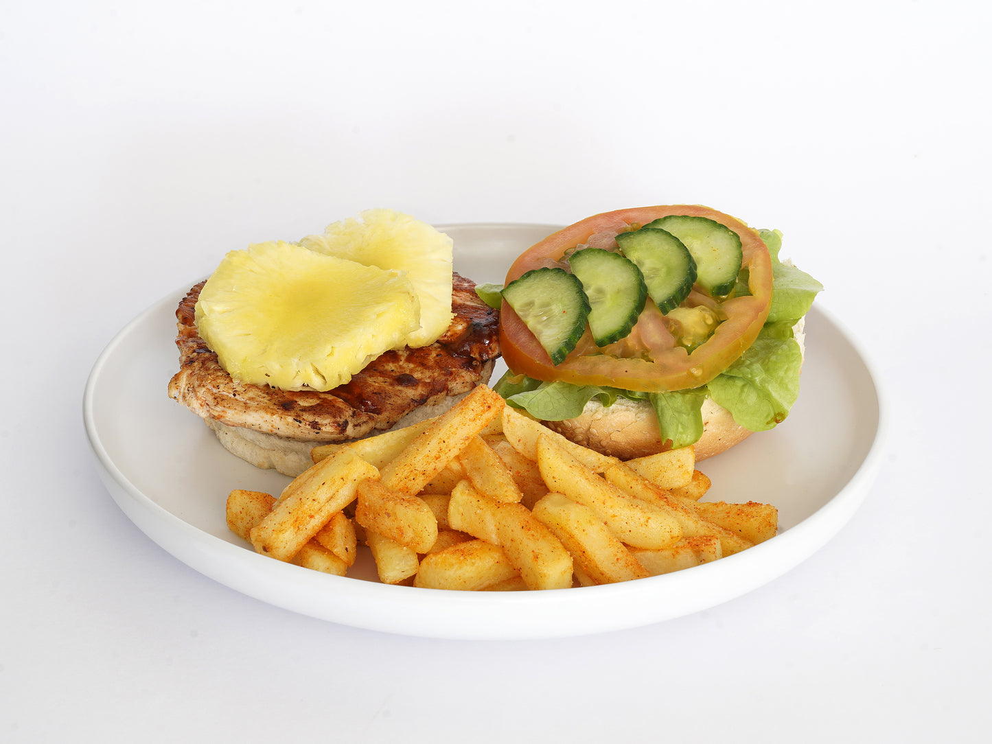 Chicken Burger with Pineapple and Chips